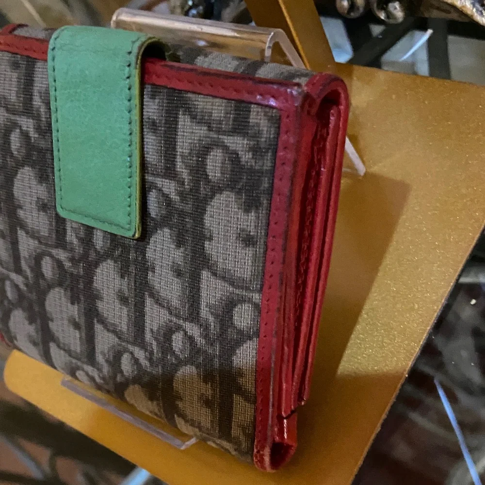 Dior Brown and Red Wallet with Yellow Accent #2